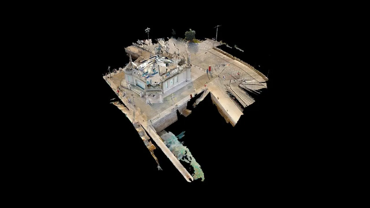 Modelo 3D del Palacete del Embarcadero y su muelle